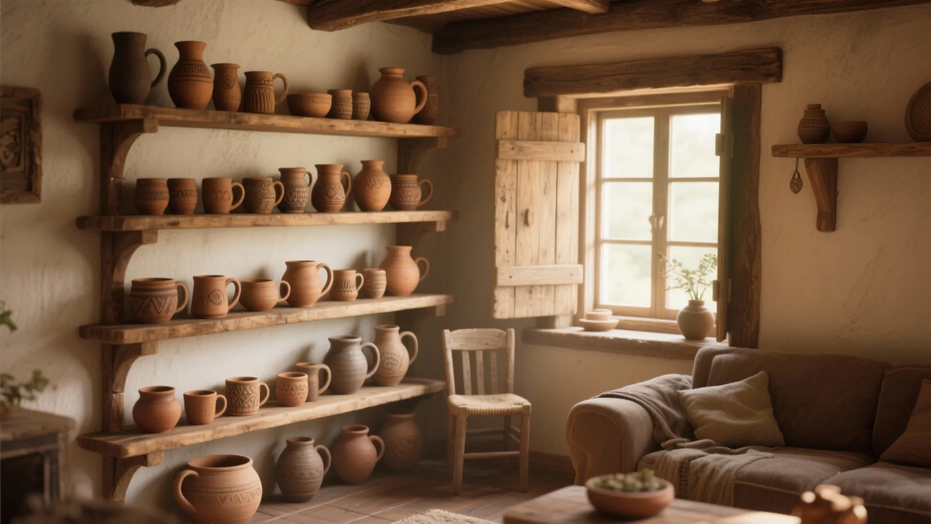 10. Open Shelving with Crockery Displays