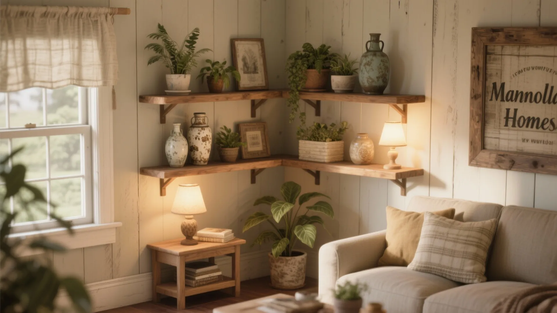 7. Open Shelving with Curated Decor