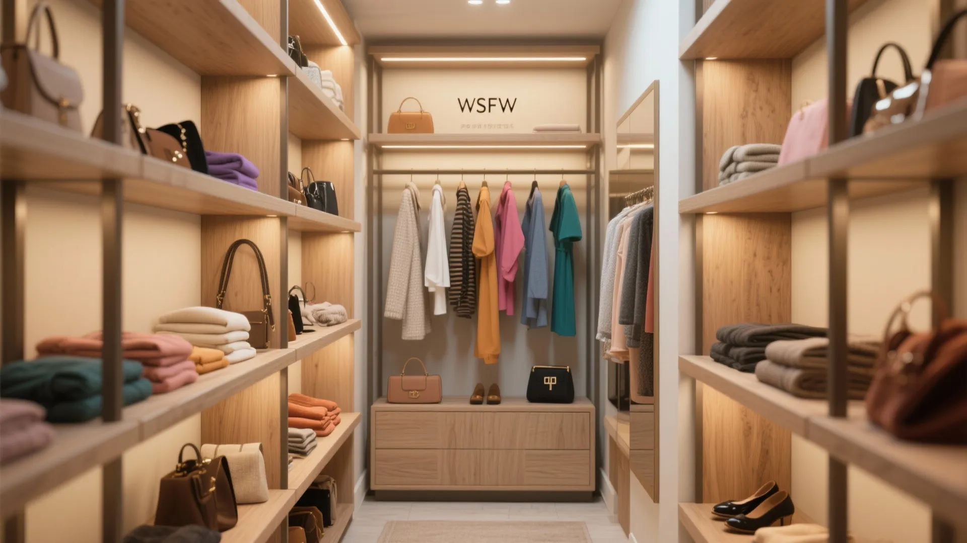 Open shelving with curated display