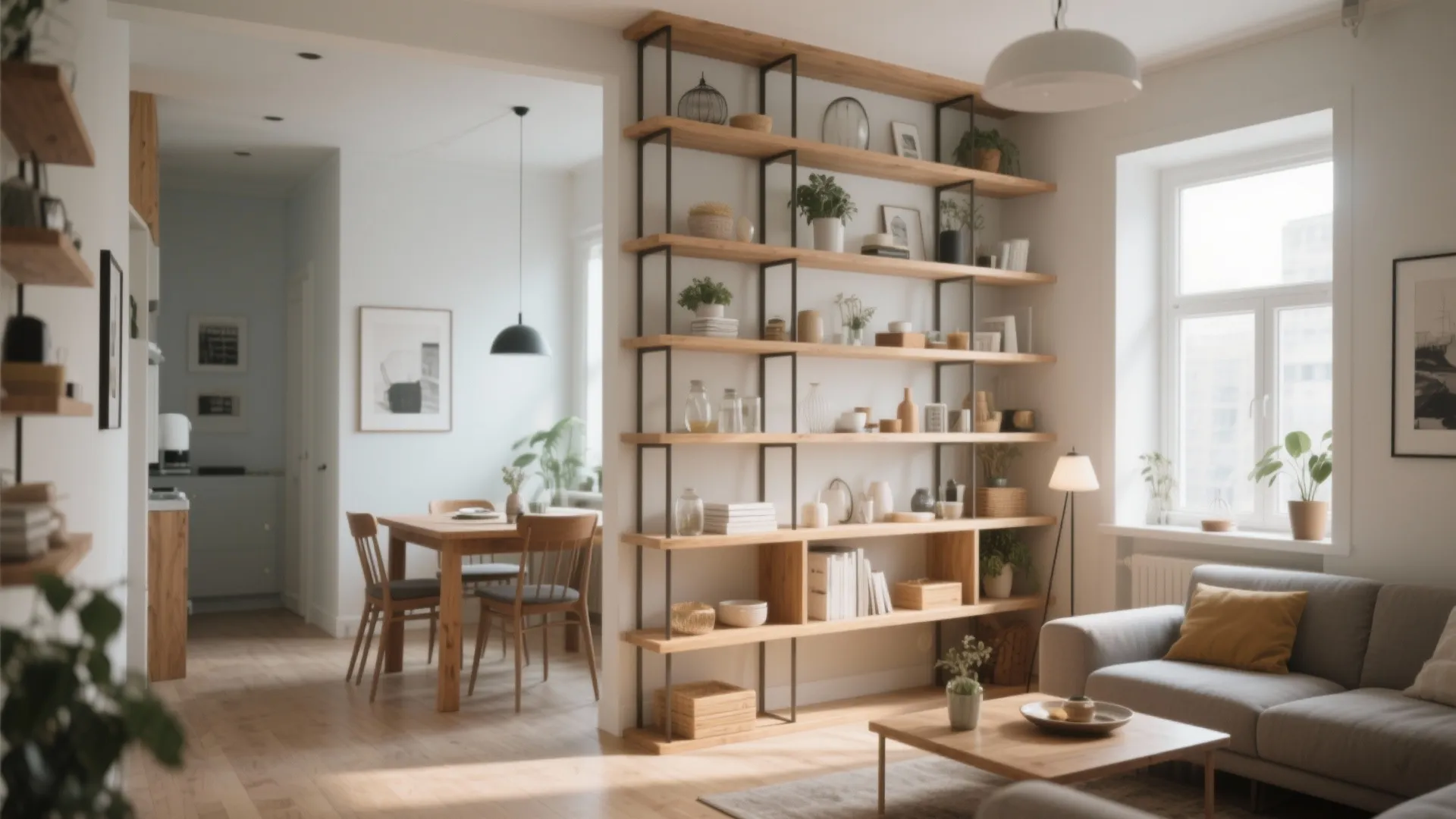 2. Open Shelving as Room Divider