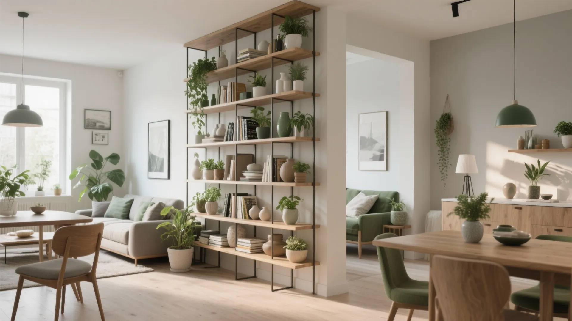 1. Open Shelving as a Visual Divider