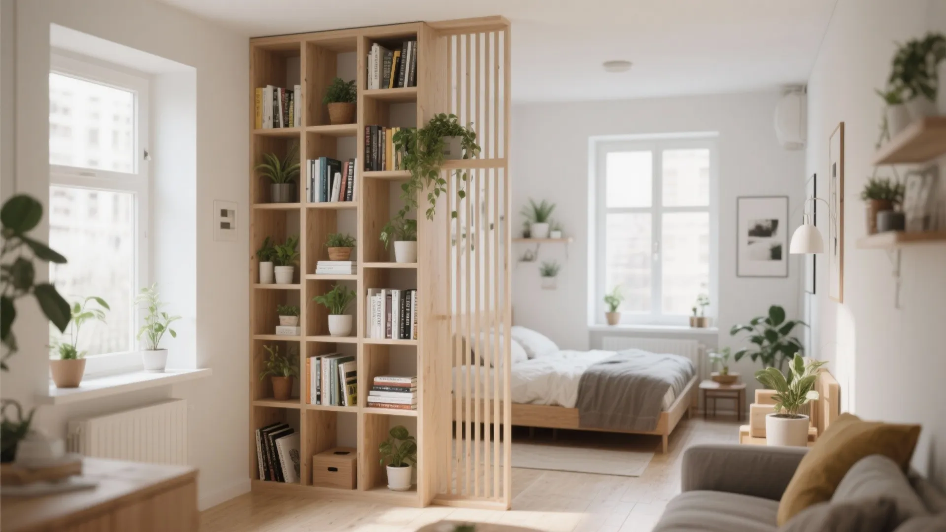 Open shelving as partition