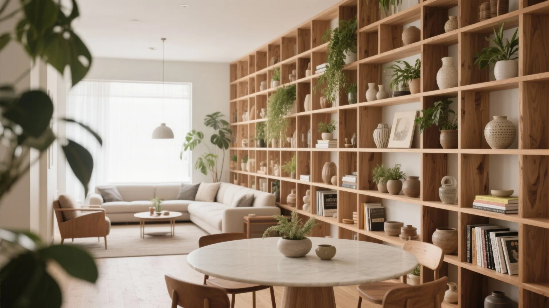 Open Shelving Grids as See-Through Dividers