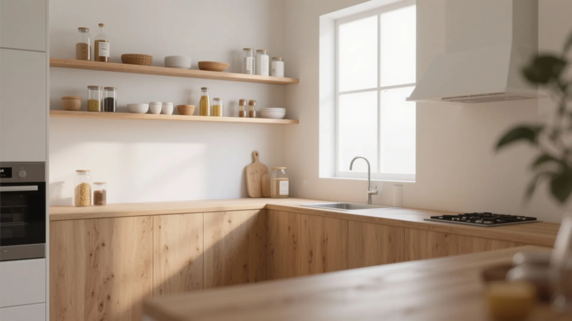 4. Open Shelving for Essentials Only