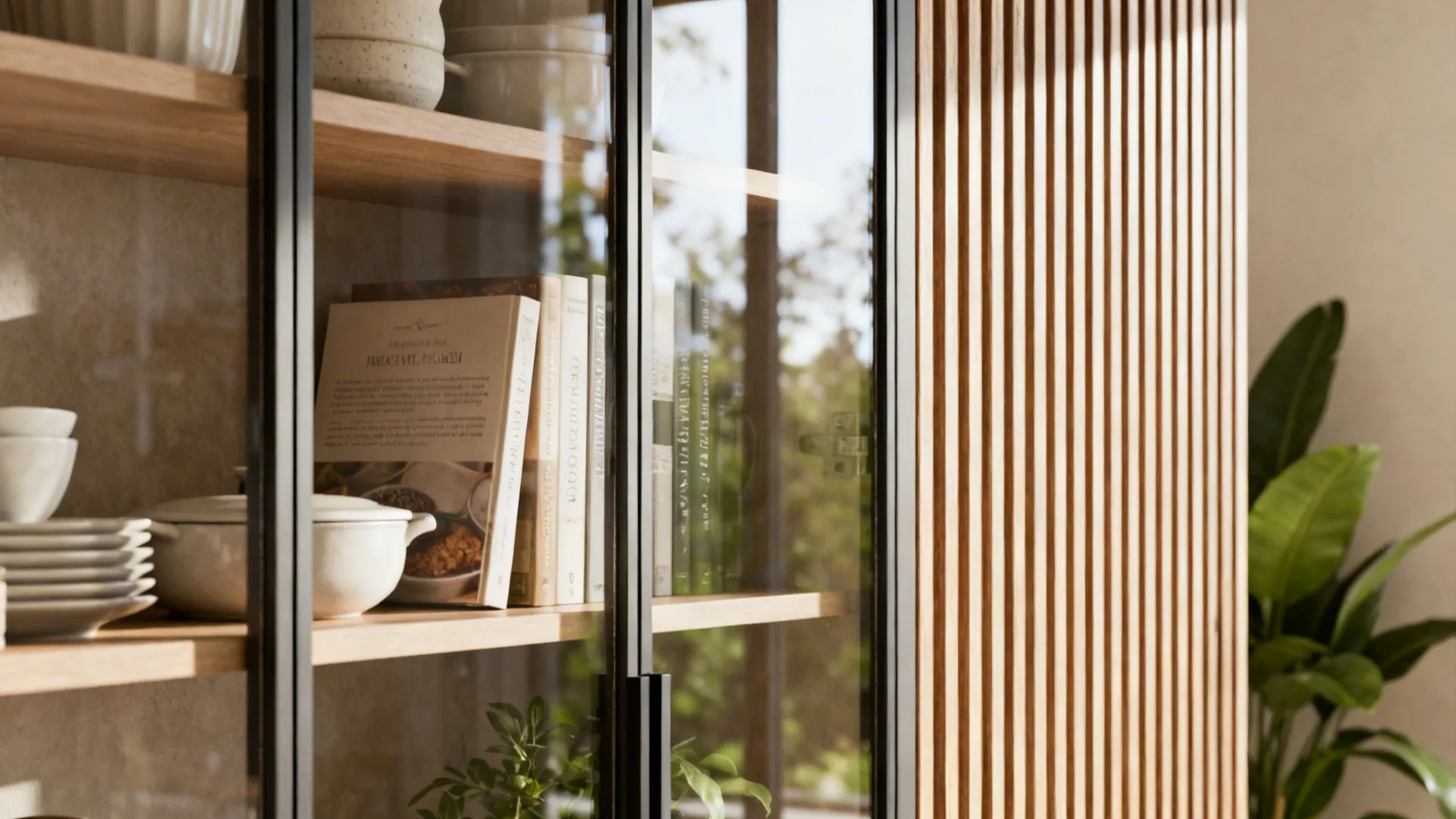 2. Open shelving or glass cabinets