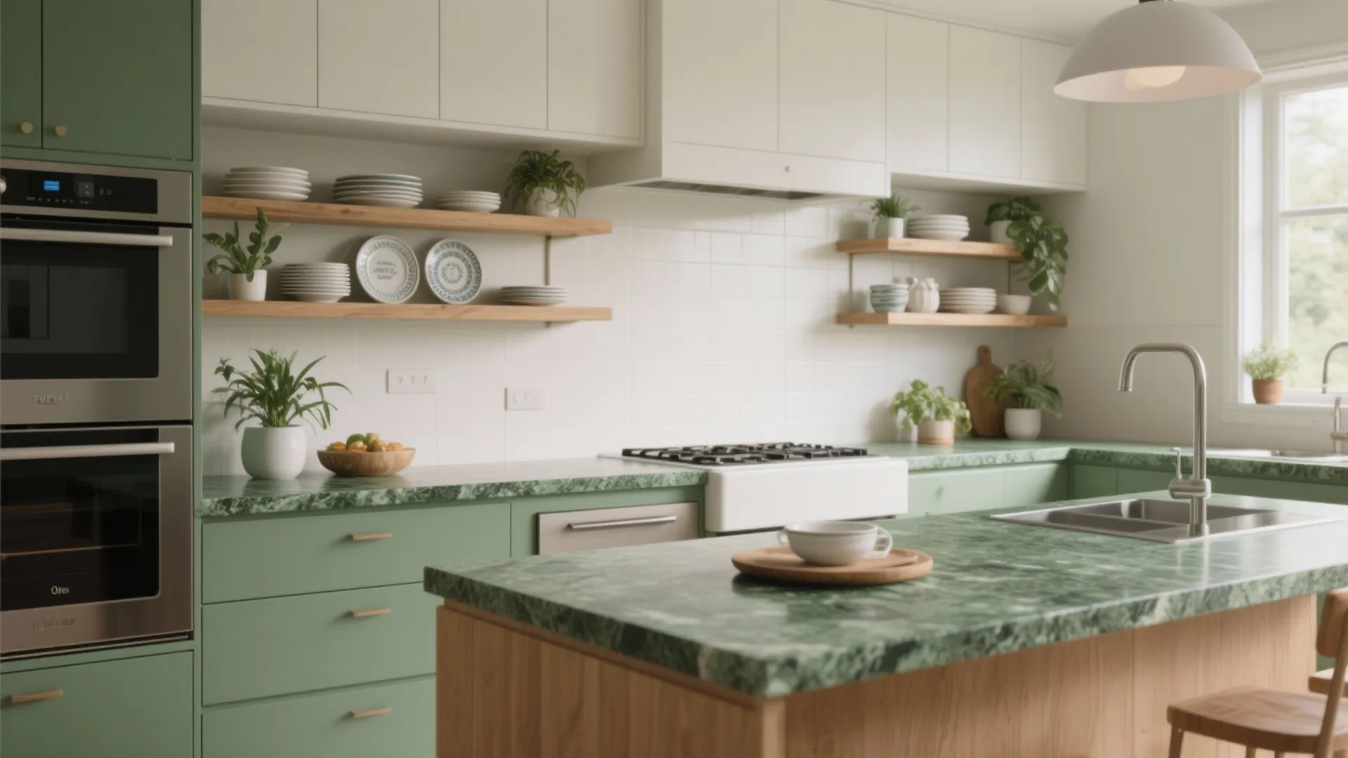 2. Use open shelving to avoid visual heaviness