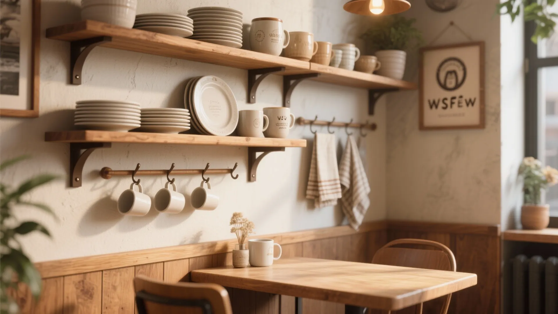 9. Open Shelving with Hooks