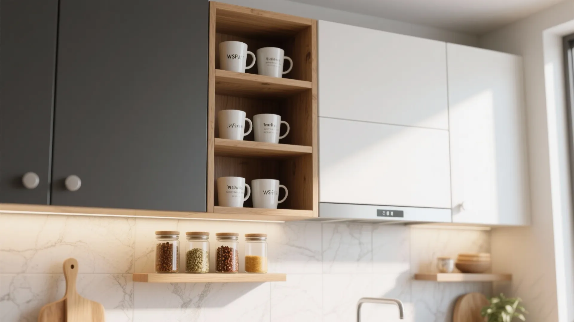 7. Add an open shelving section