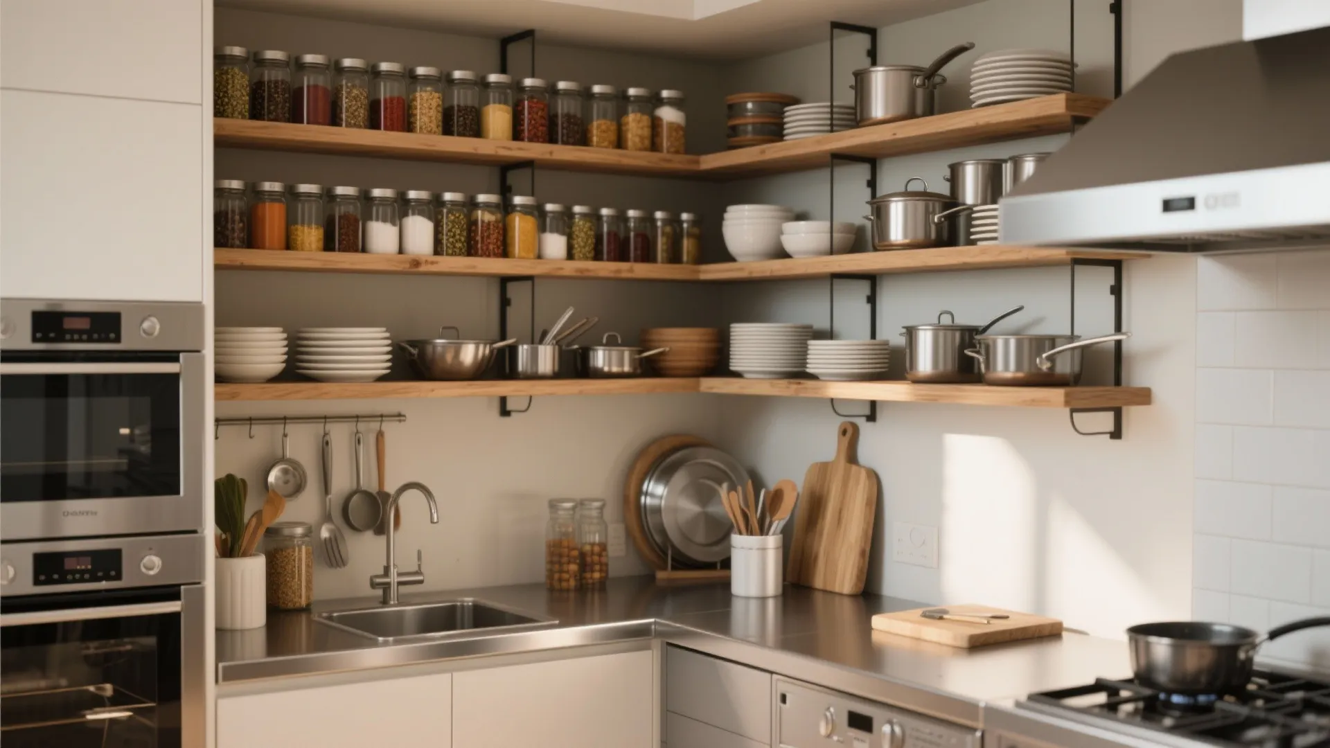 1. Open Shelving Like a Pro Kitchen