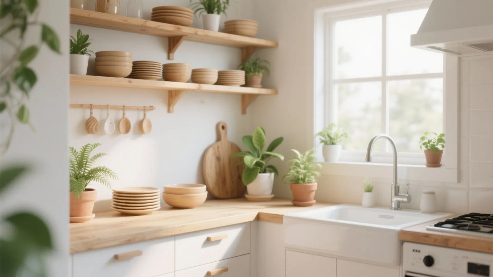 2. Open Shelving for Airy Storage