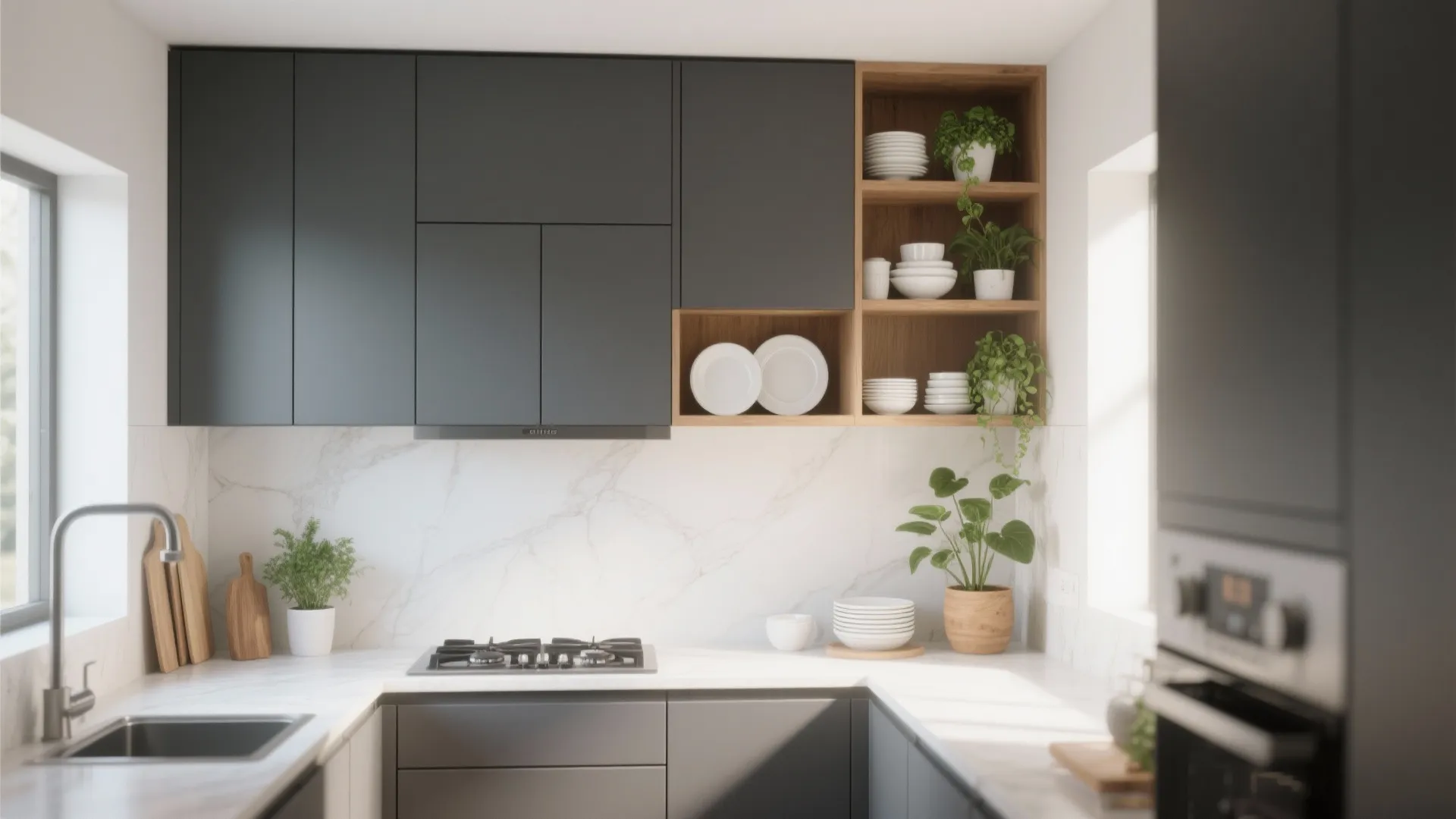 5. Use Open Shelving to Break Up the Mass