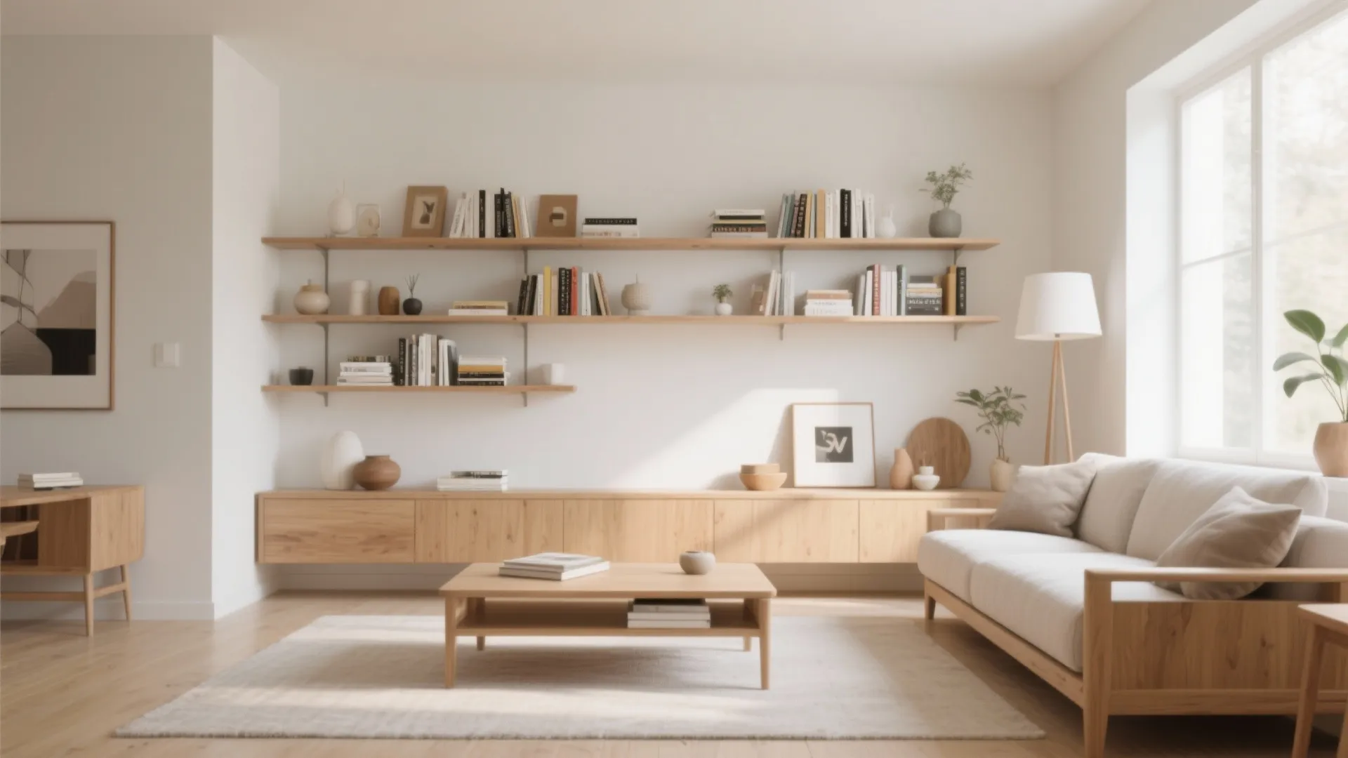 Open shelving in living areas
