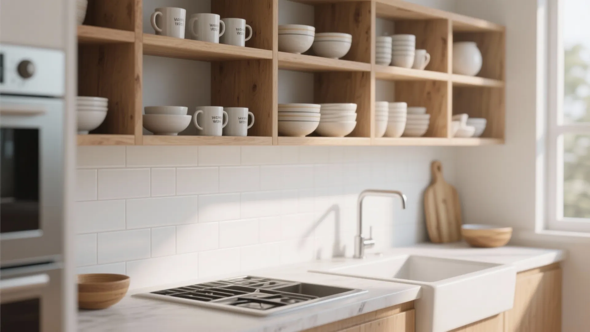 6. Open Shelving Above Sink
