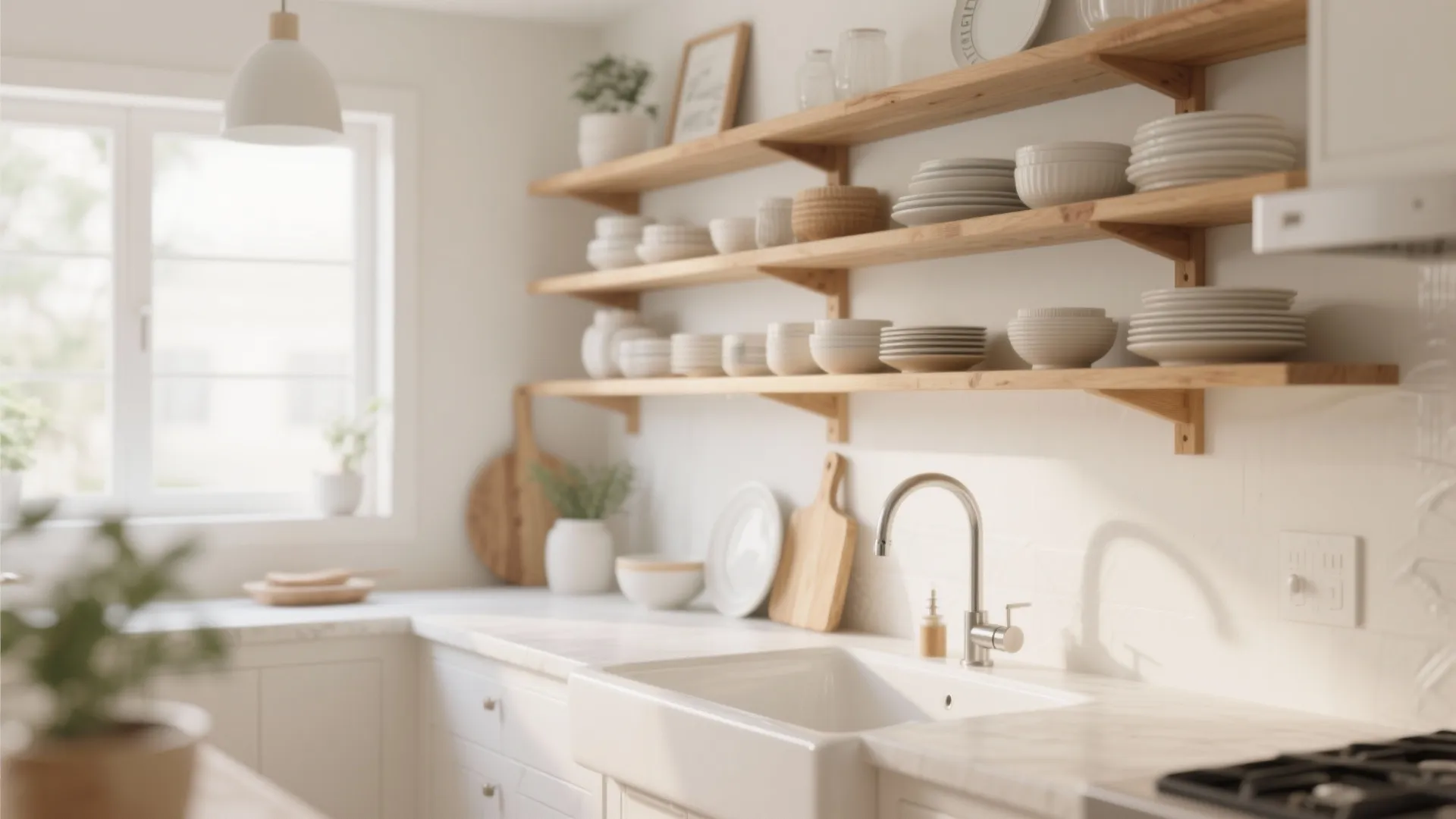 8. Open Shelving Above Sink