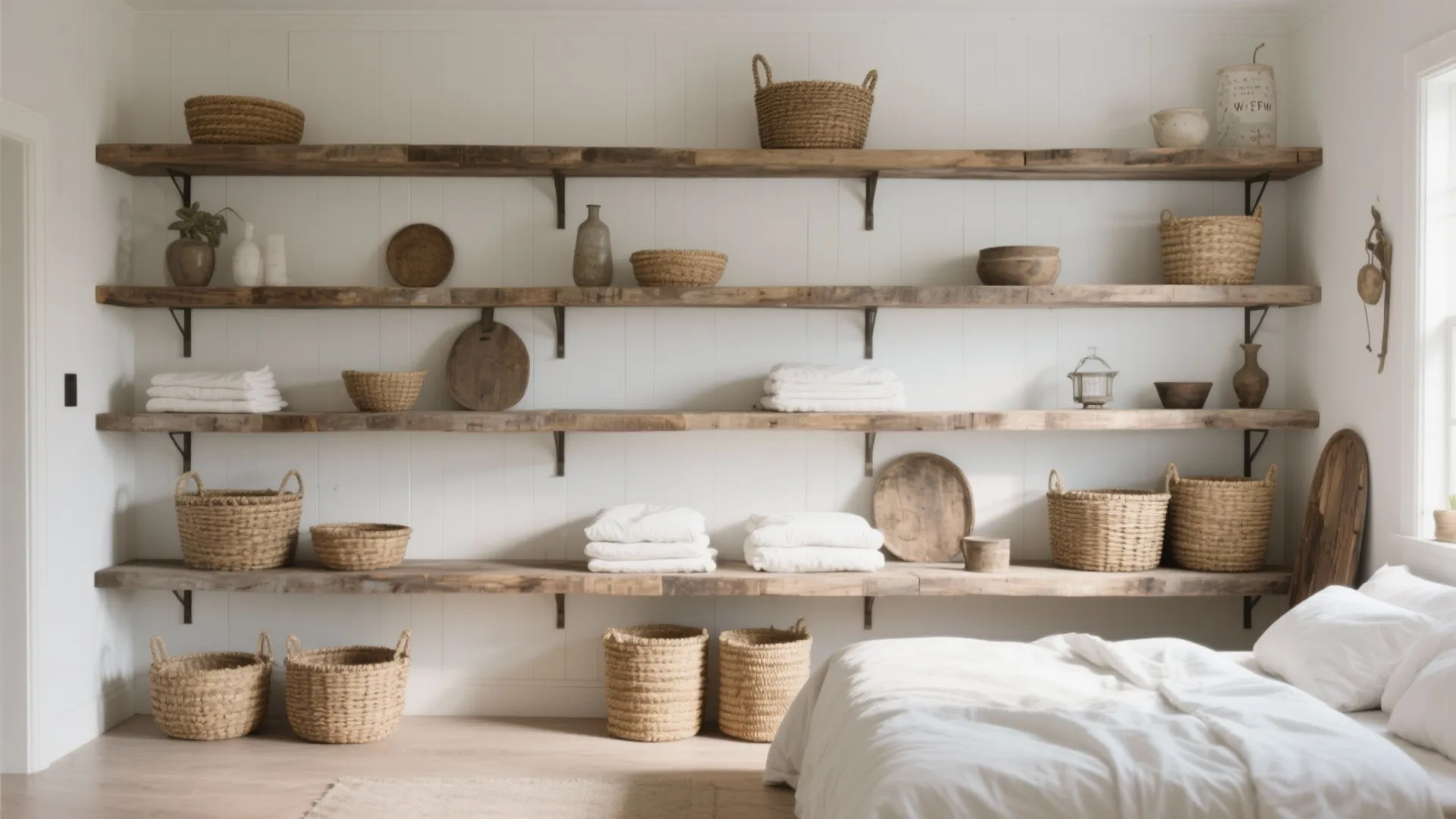 5. Open Shelving and White Backdrops