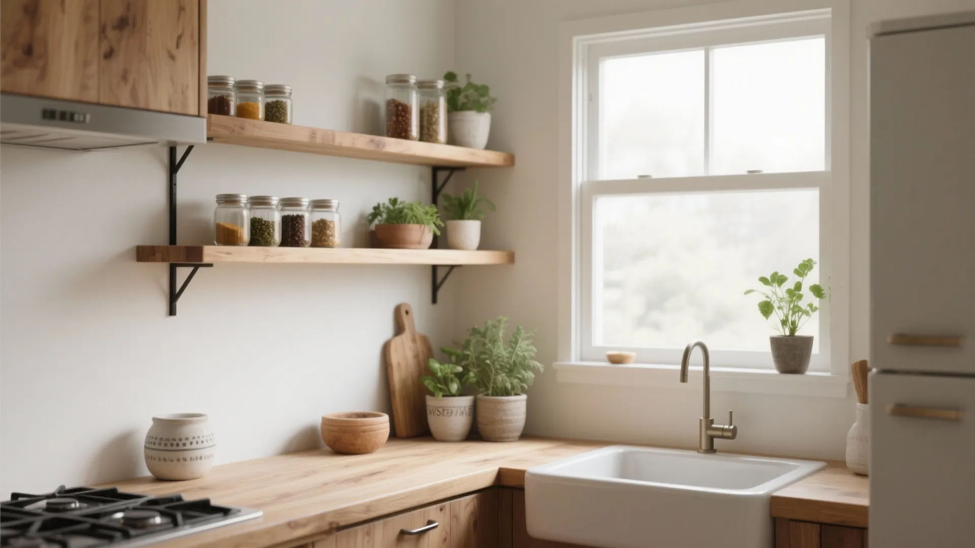 1. Open Shelving Under the Window