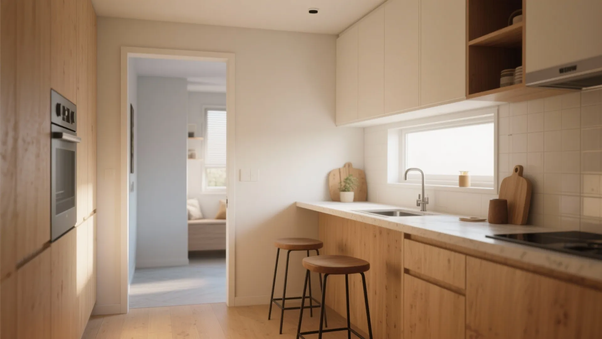 1. Open sightlines: partial walls and pass-through counters