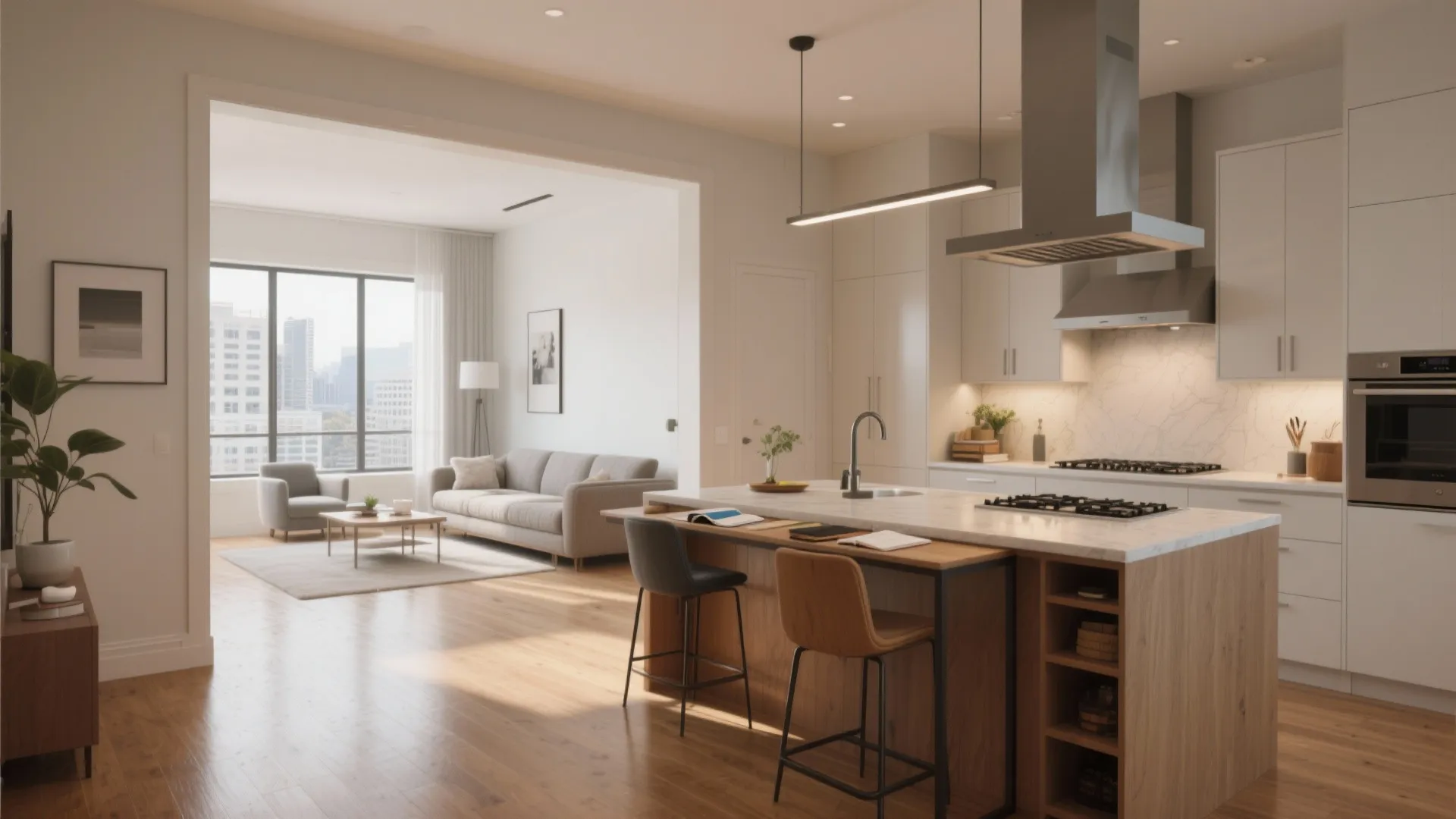 1. Open up sightlines with a flexible living-kitchen flow