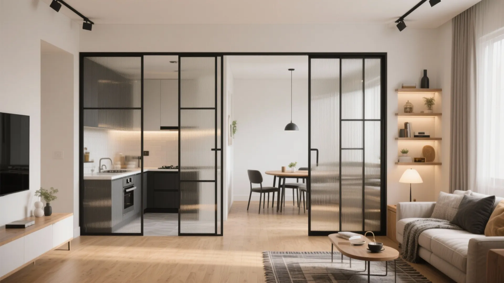 Zoned Open Plan with Sliding Partitions