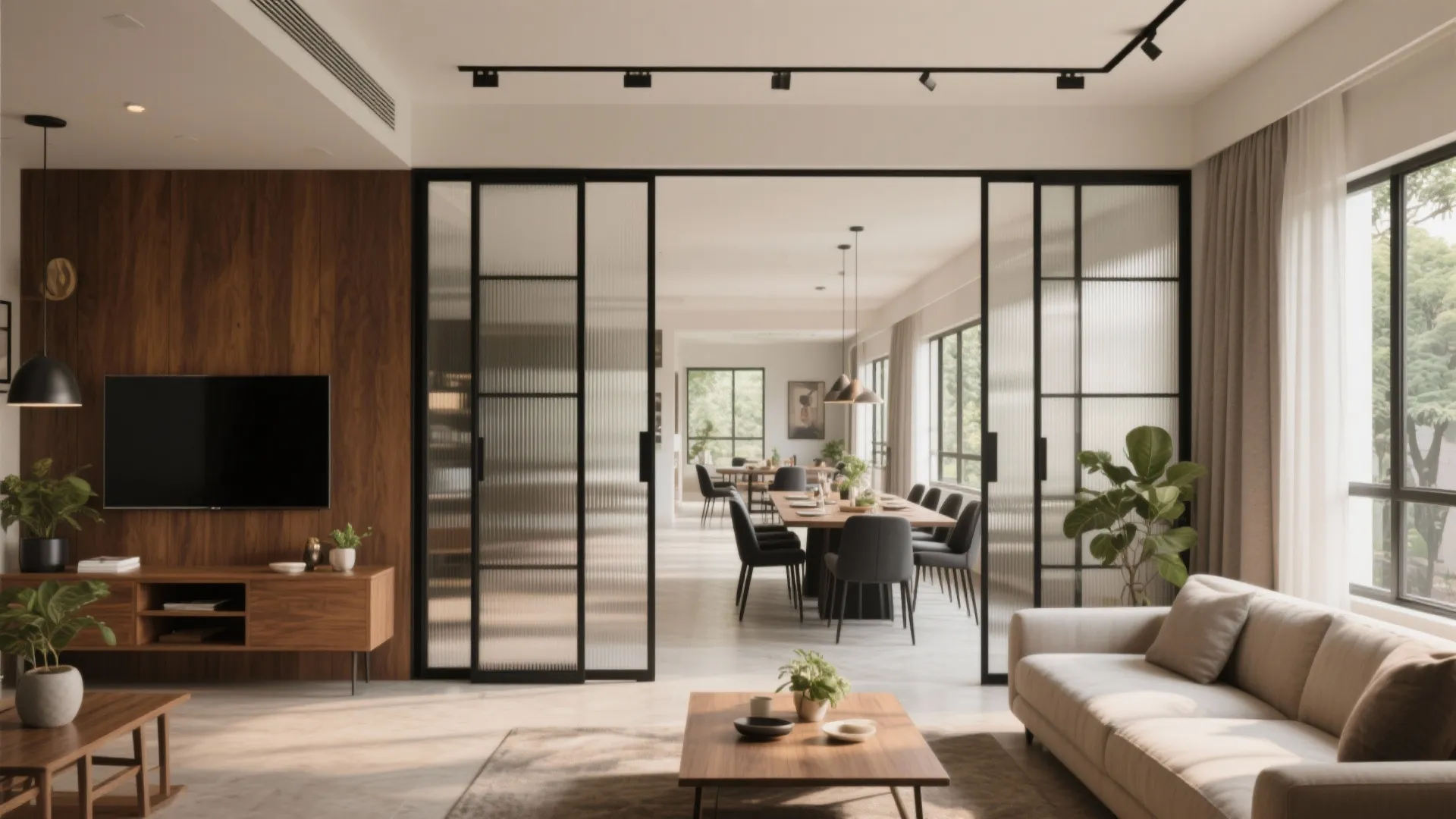 Open-plan social core that still closes