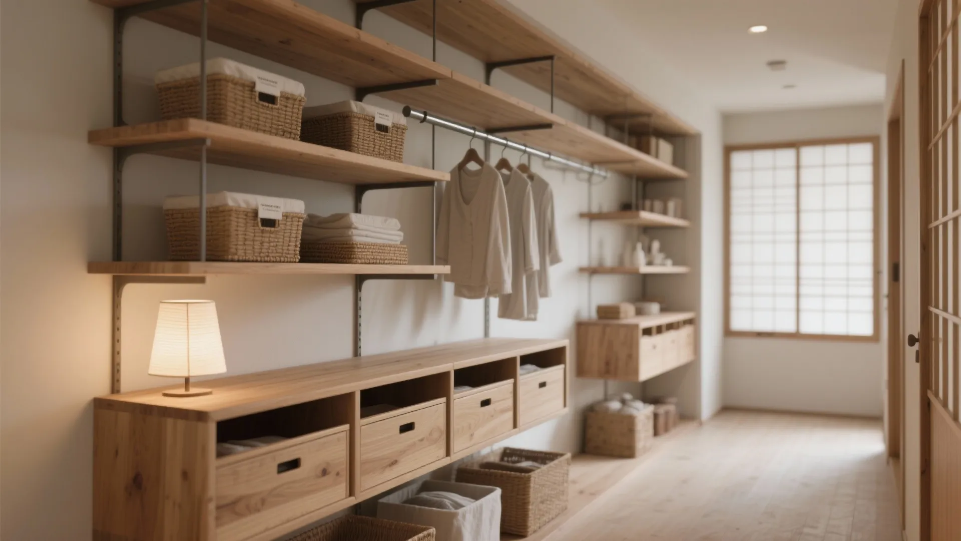 しまい切るより“掛けて見せる”：オープン収納×引き出しの段差設計（收纳技巧・1Kレベルの密度）