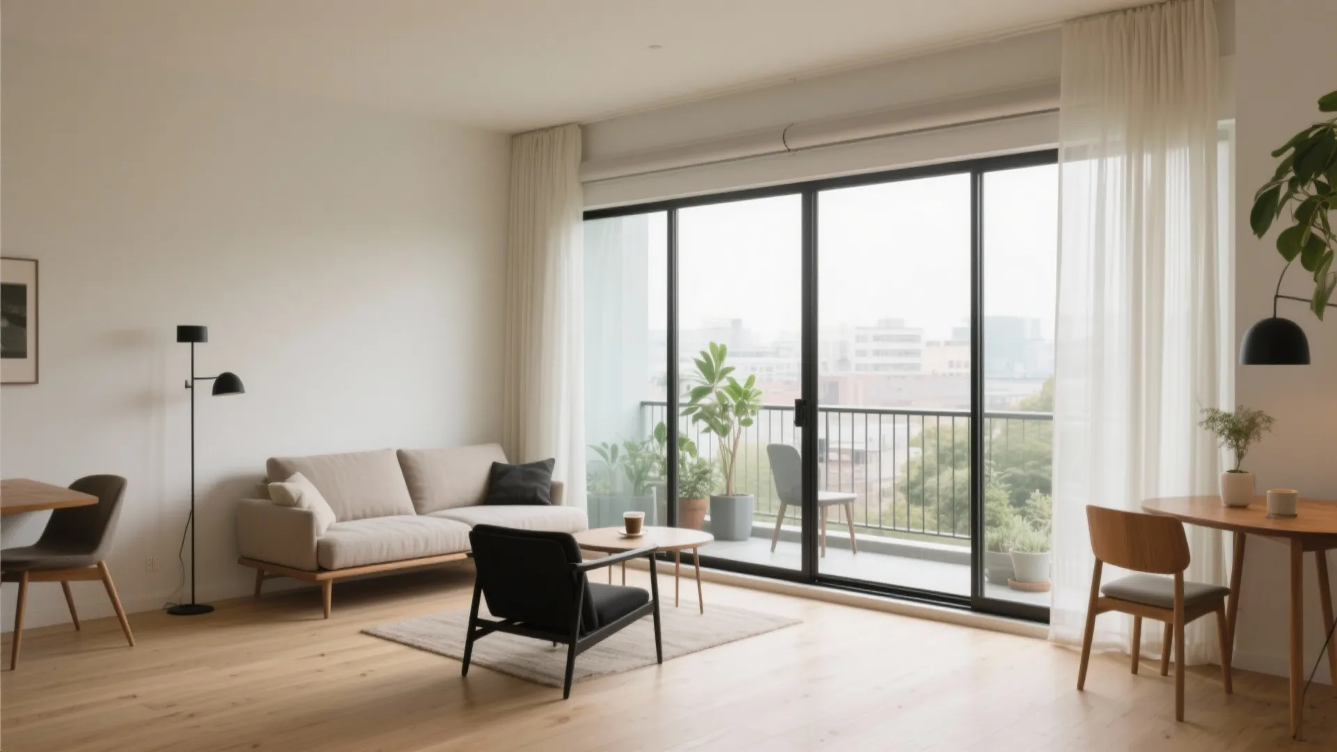 Open-plan flow at the balcony threshold