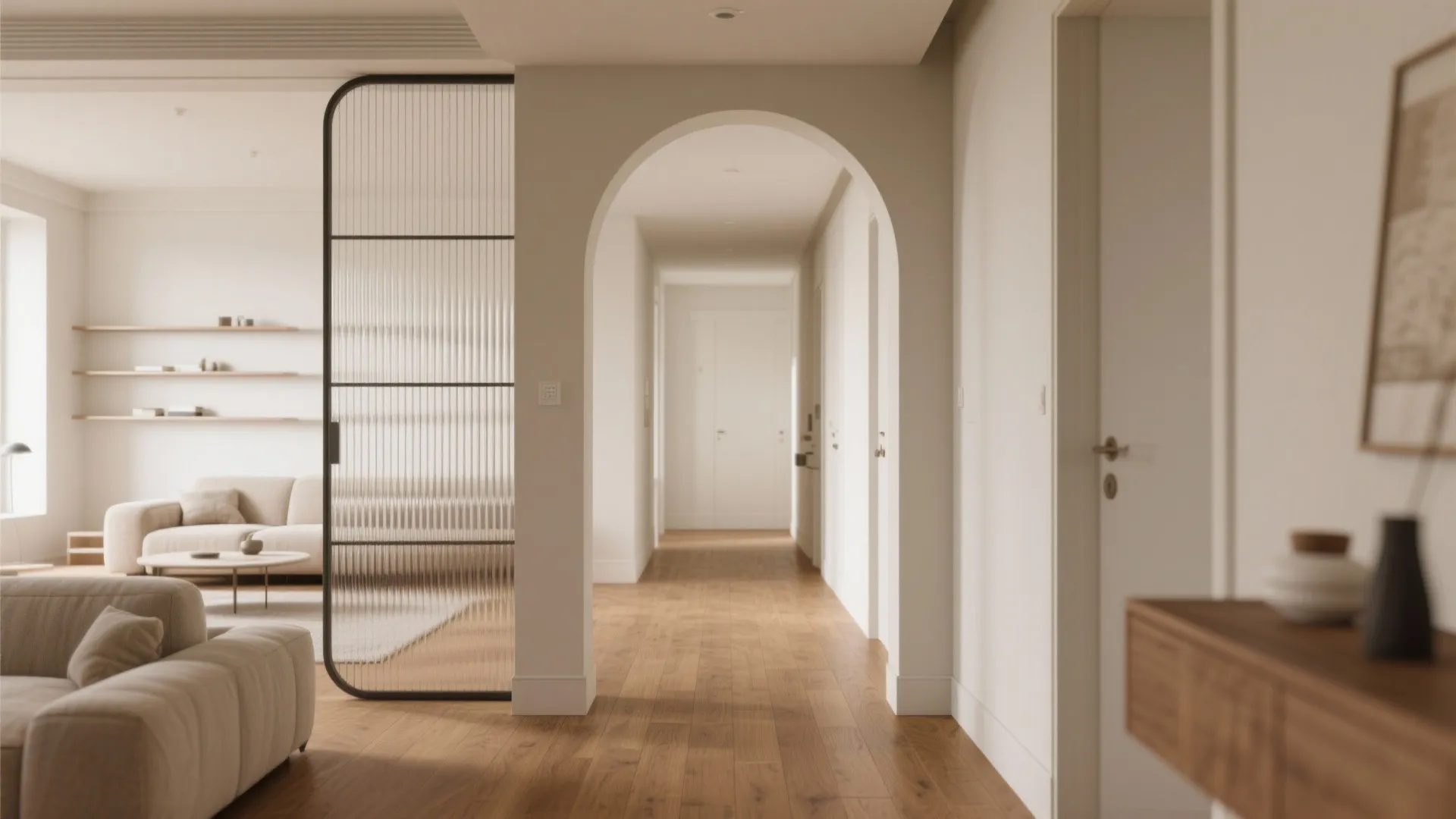 Open Transition: Hall to Living Without Clutter