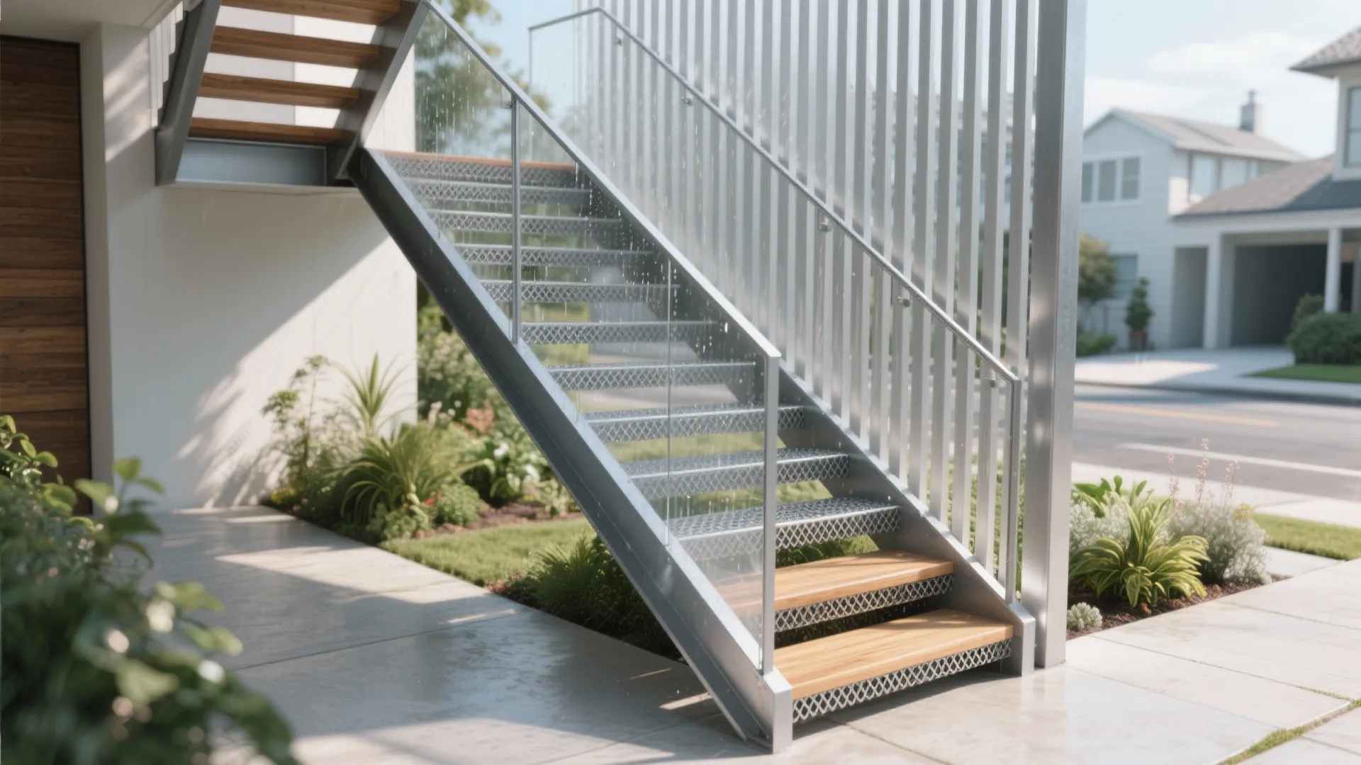 Idea 2: Keep it light with open treads and discreet screening