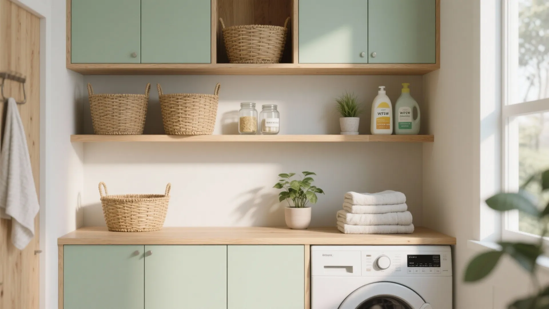 2. Open upper shelving paired with closed base cabinets