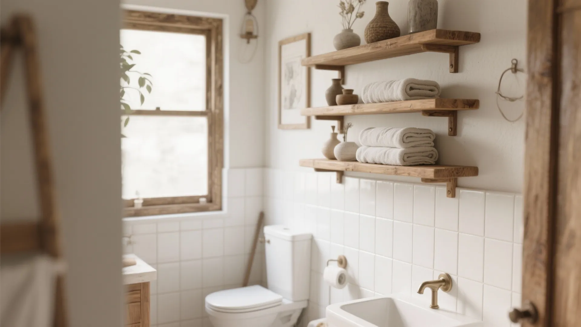 6. Open Wooden Shelving