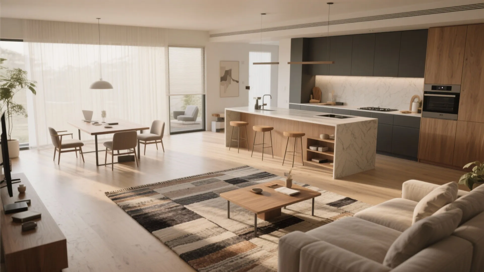 1. Open-plan flow with clear zones