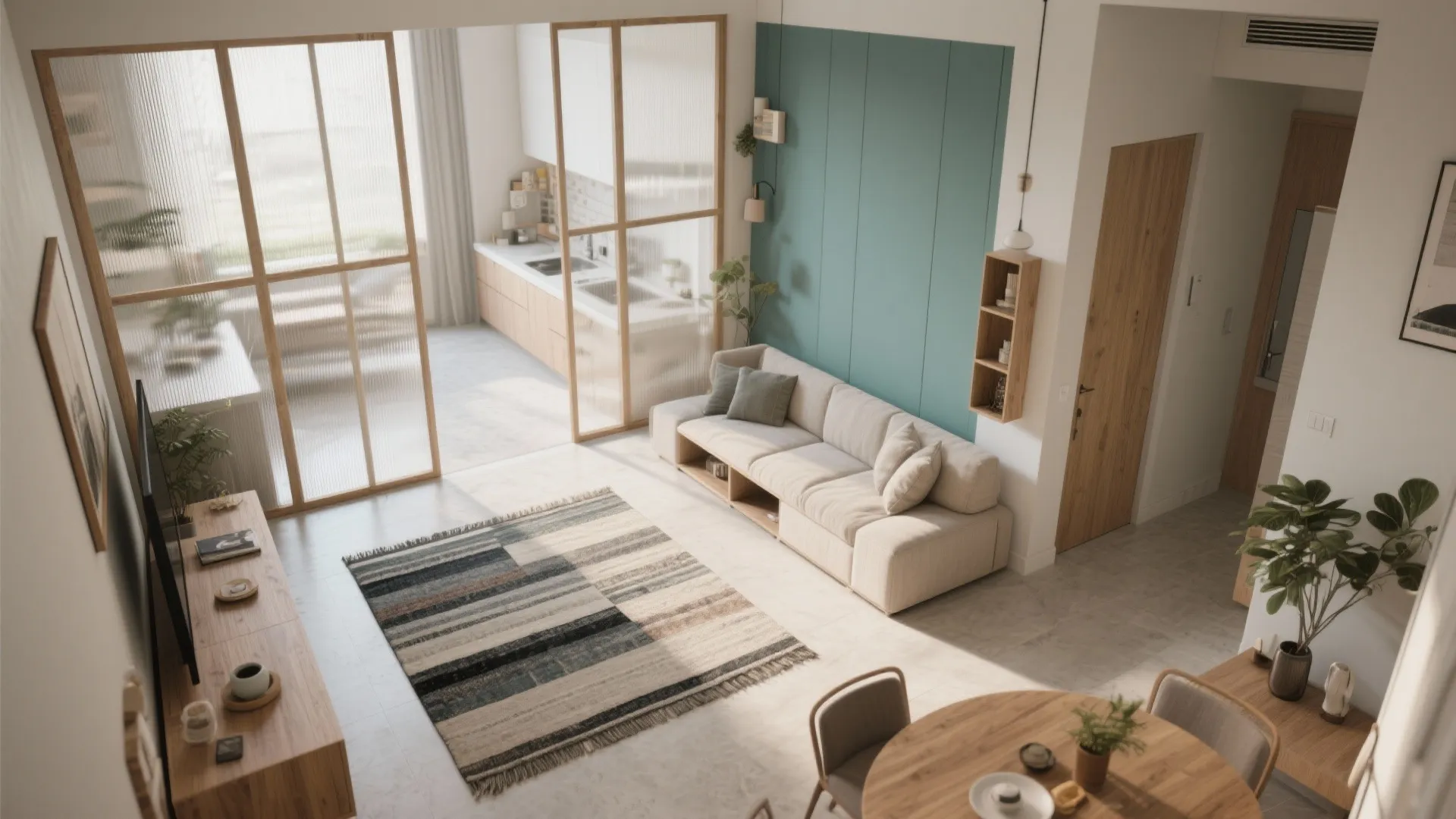 Open-Plan Living Zones and Sliding Partitions
