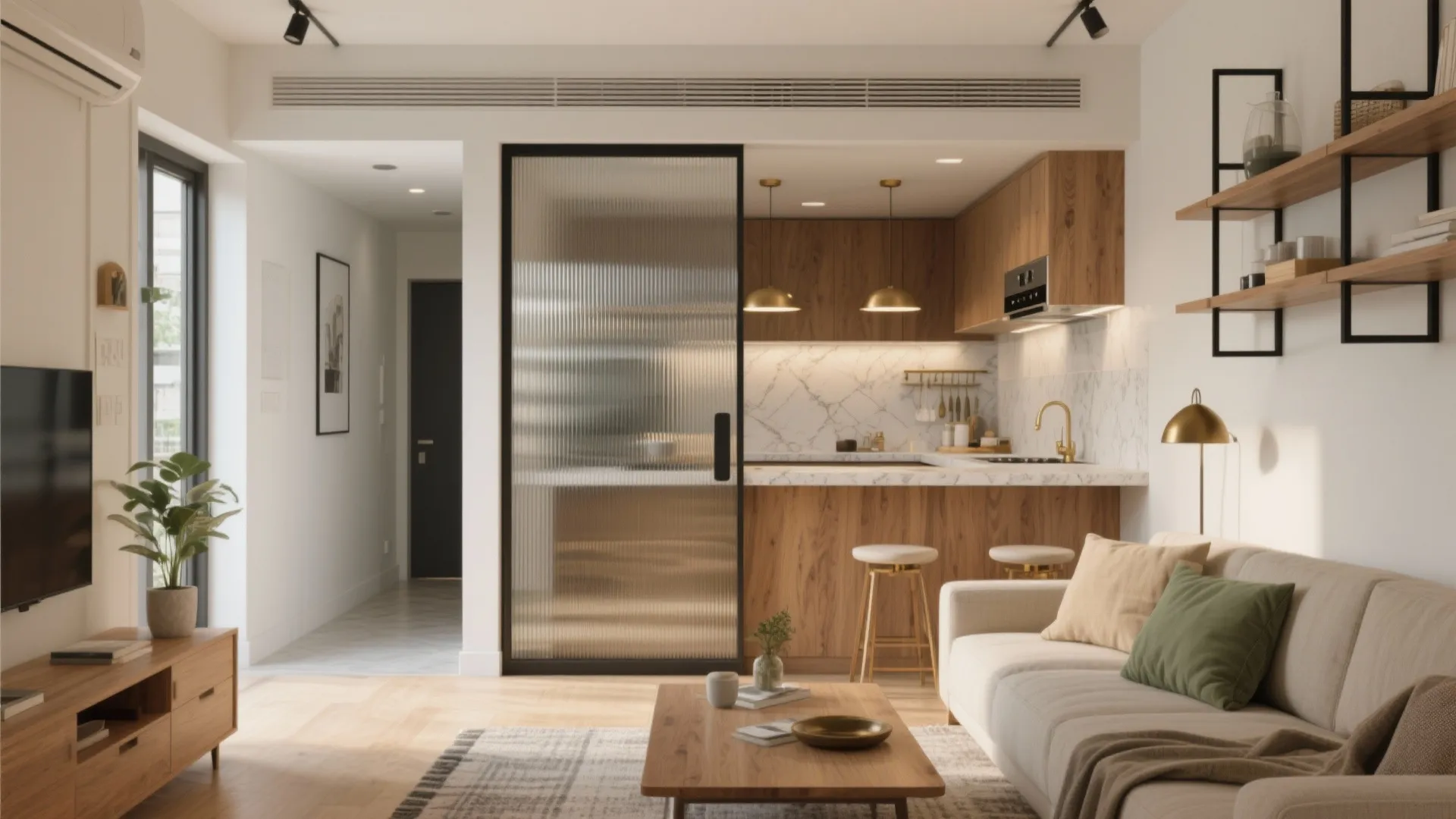 Open-plan living with light zoning