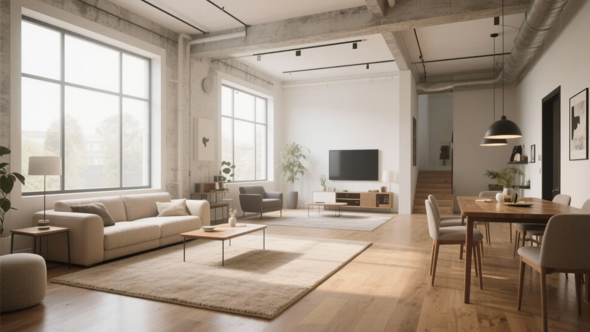 8. Beige Carpet in Open-Plan Living