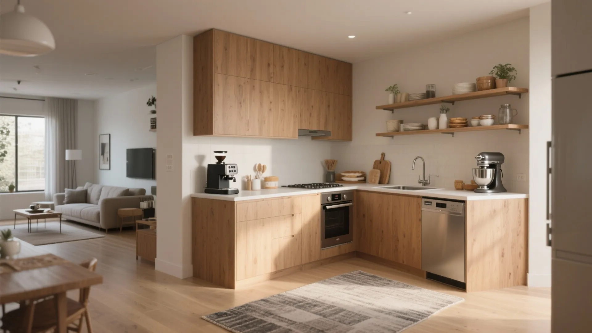 5. Open Plan with Defined Corners: balance flow and function