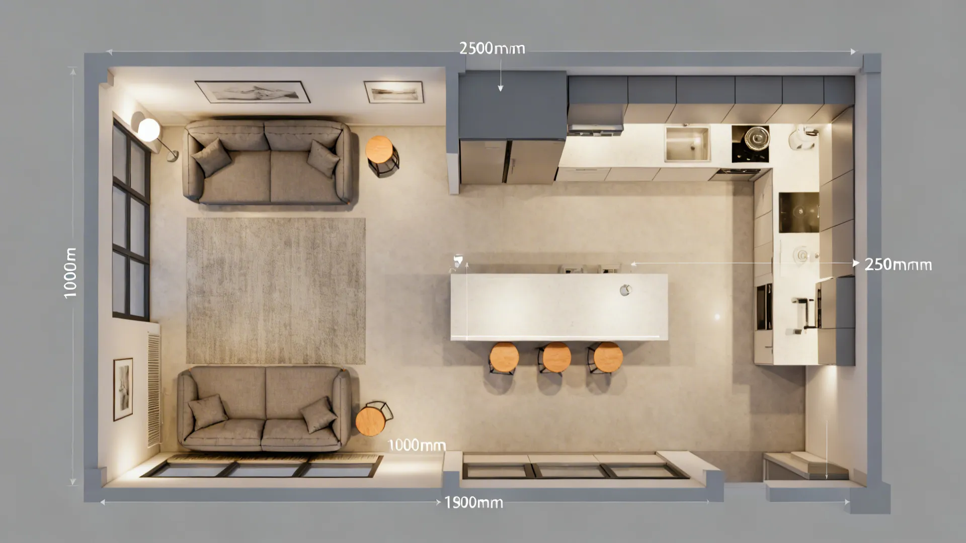 Open-Plan Flow with a Breakfast Counter
