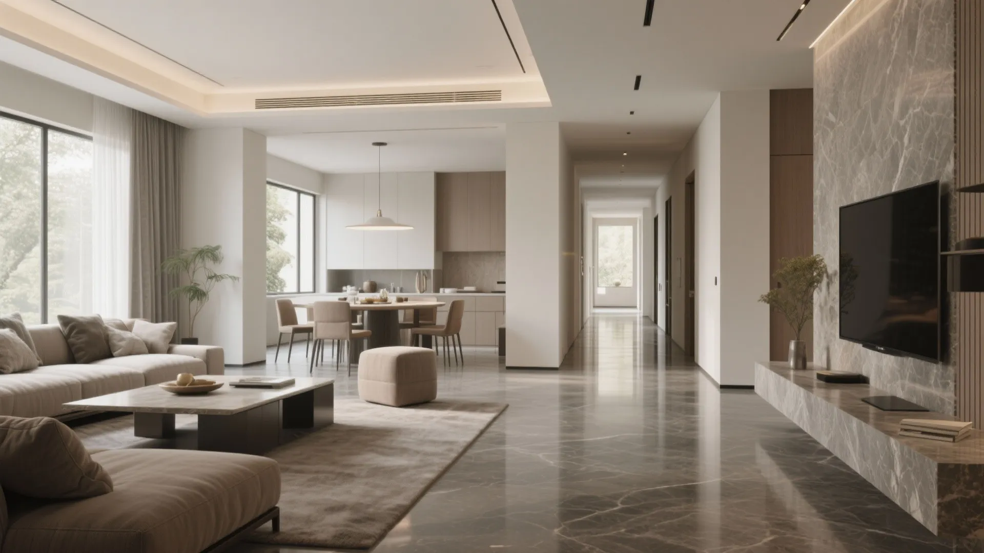 Seamless Open-Plan Granite with Threshold-Free Transitions