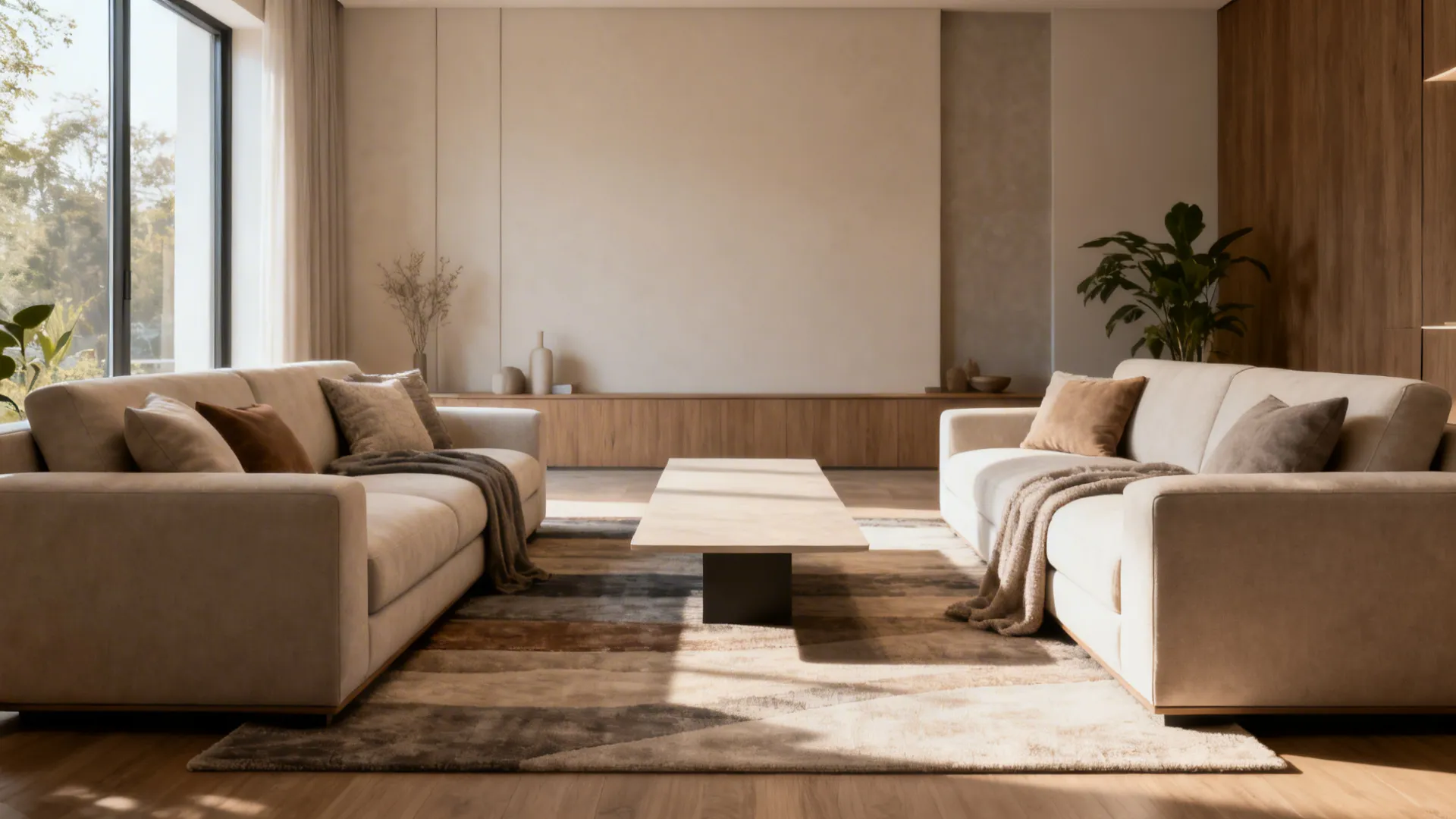 2. Opposite, With a Floating Coffee Table