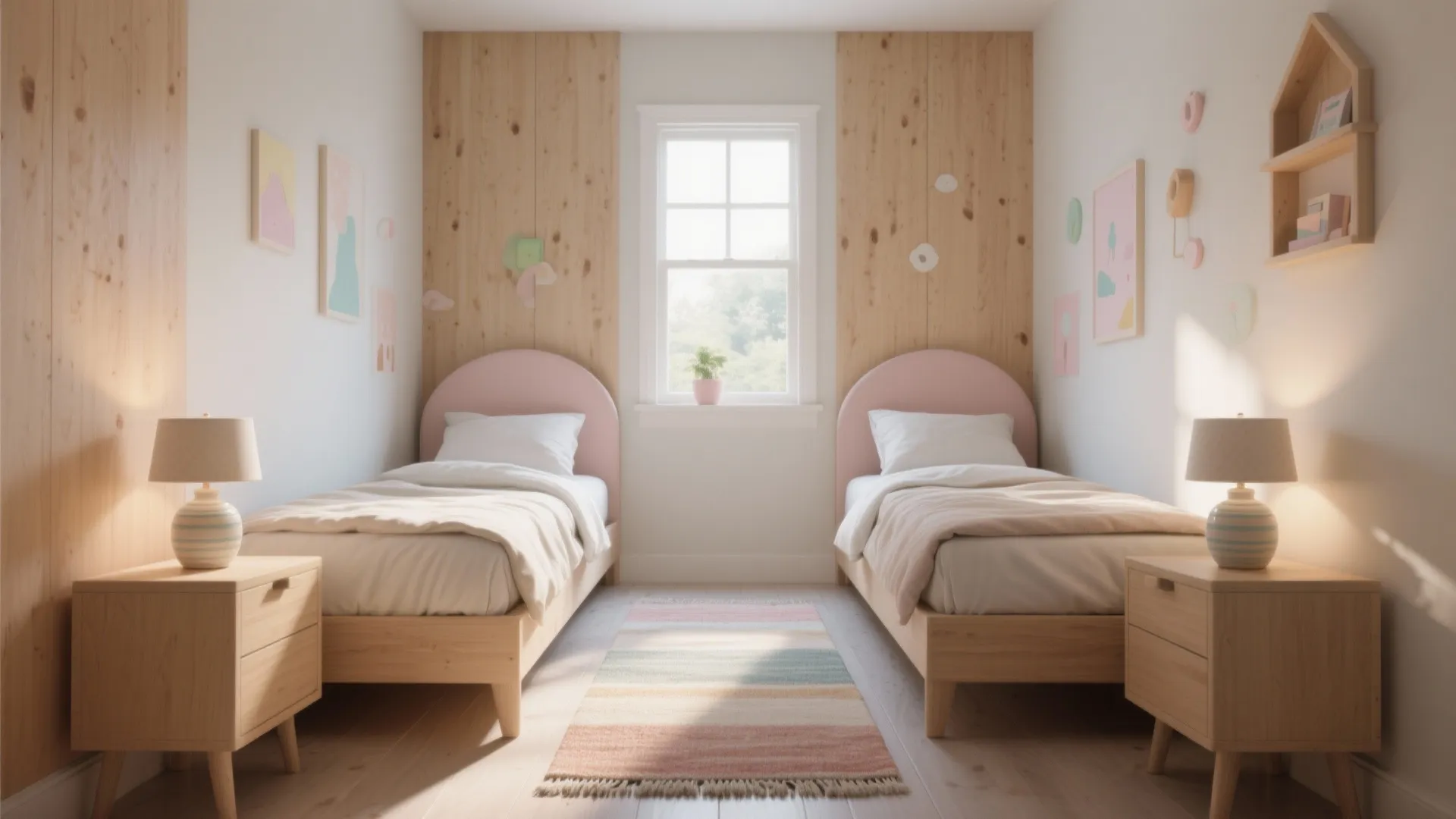 1. Twin beds on opposite walls (mirror layout)