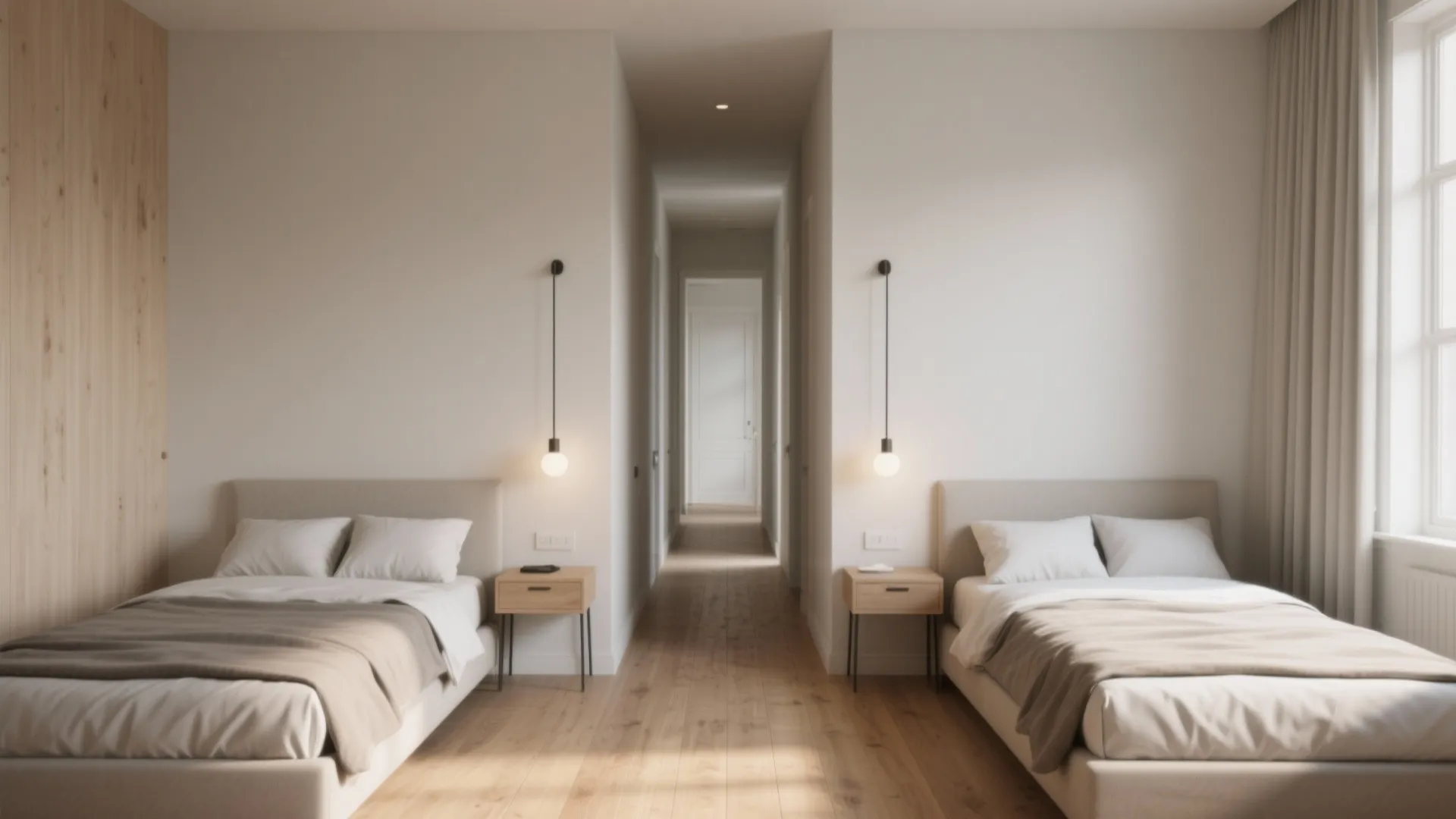 1. Opposite-wall twin layout