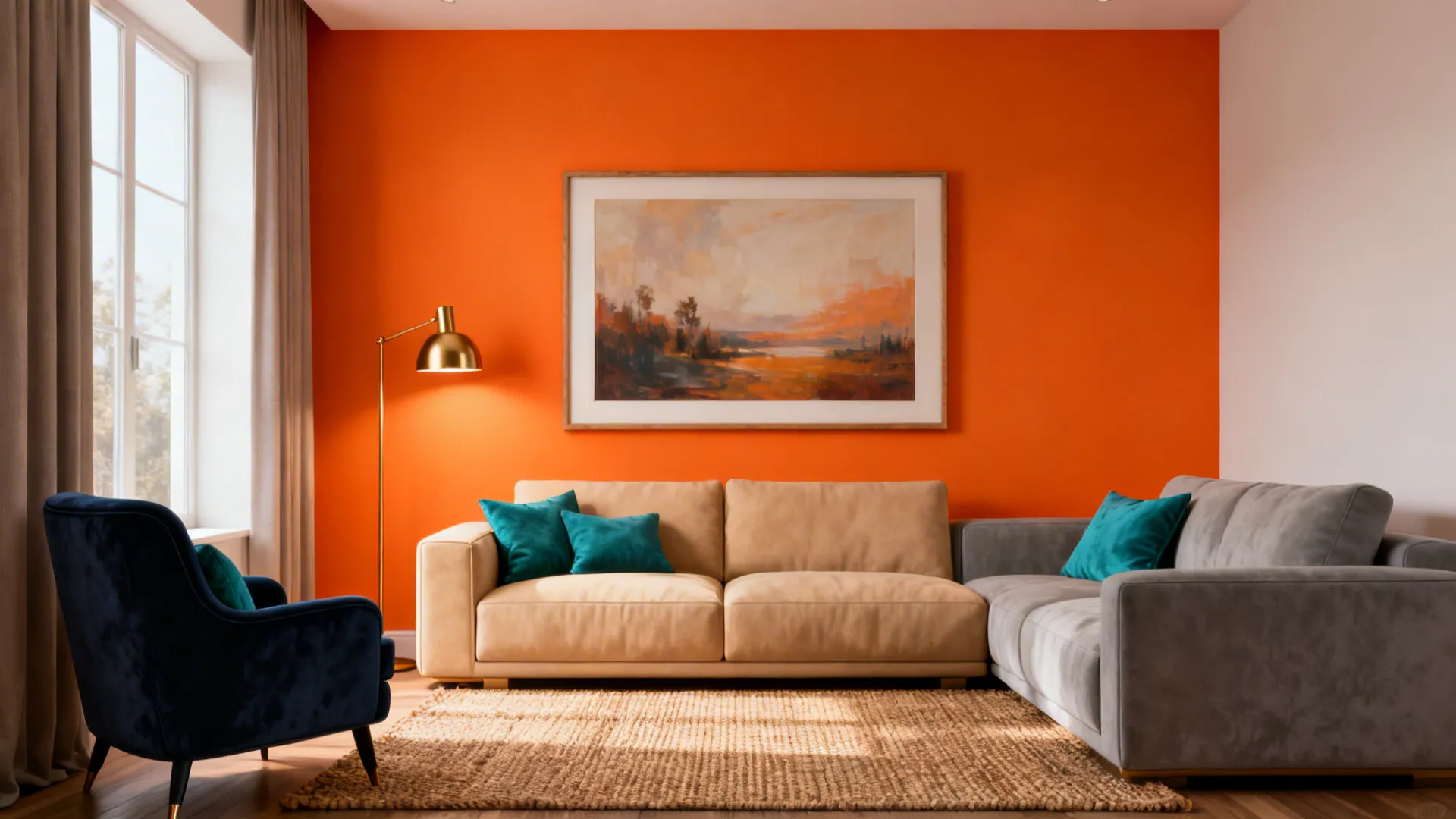 5 Living Room Ideas with an Orange Accent Wall