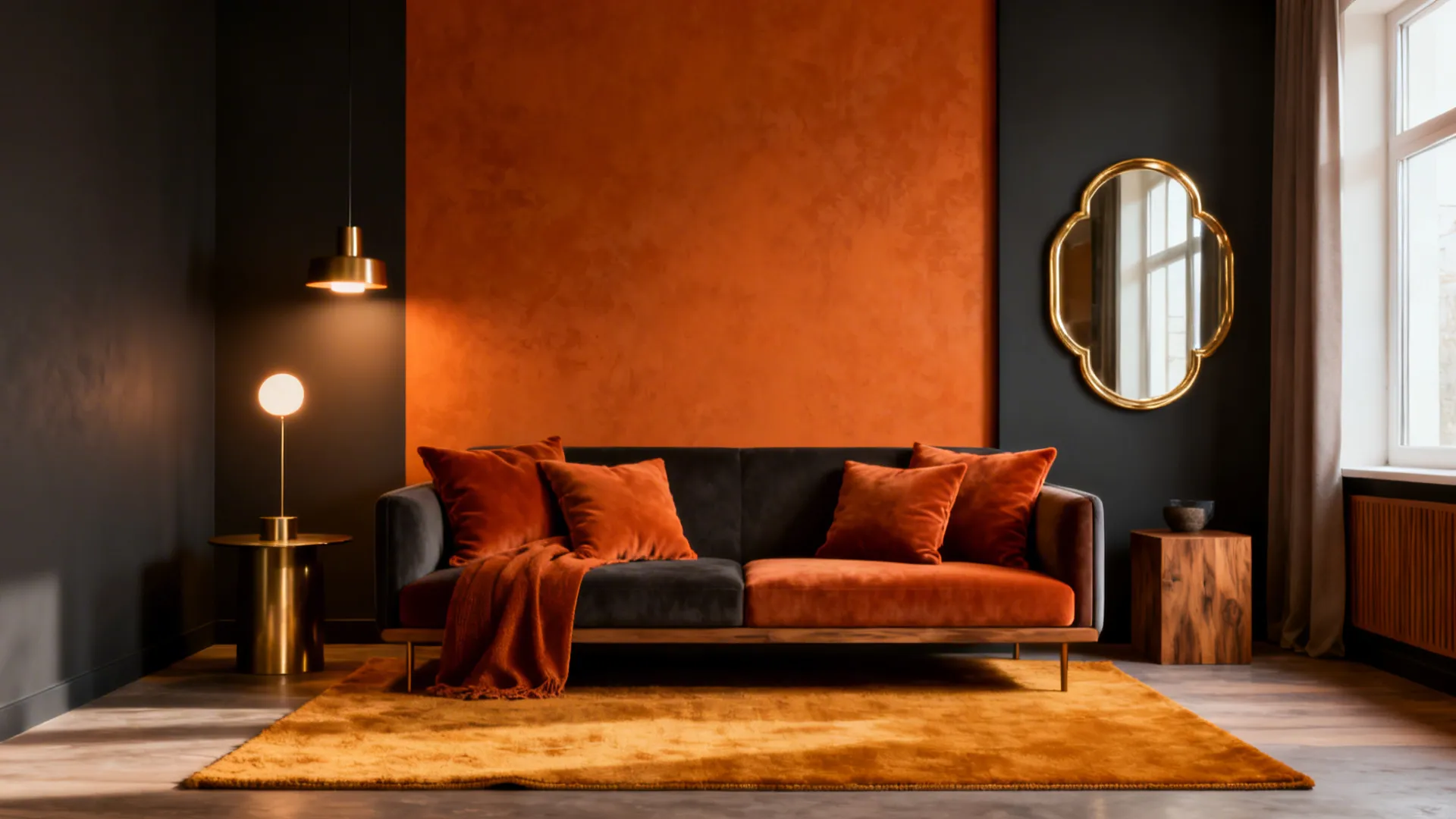 Bold Orange & Black Living Room Ideas