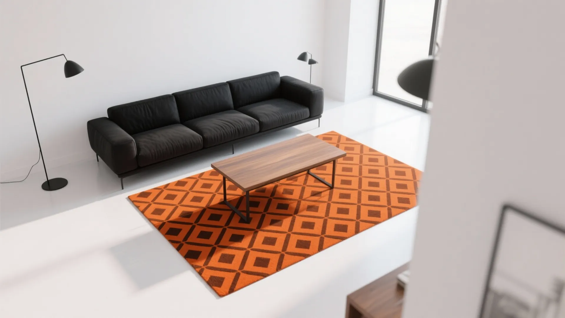 4. Orange Geometric Rug