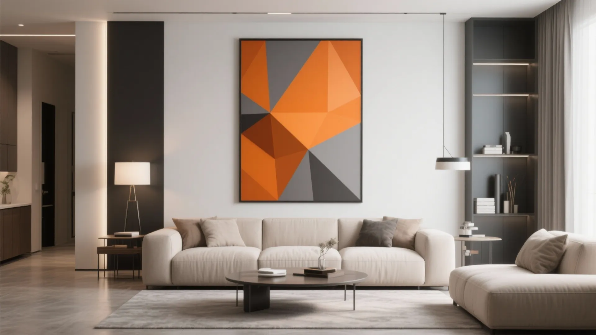 Burnt Orange and Grey Geometric Art