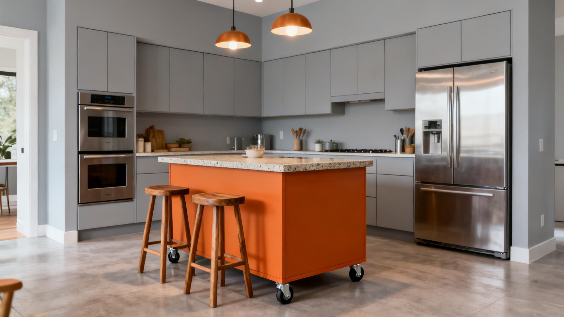 5 Kitchen Design Ideas: Orange and Light Gray Palette