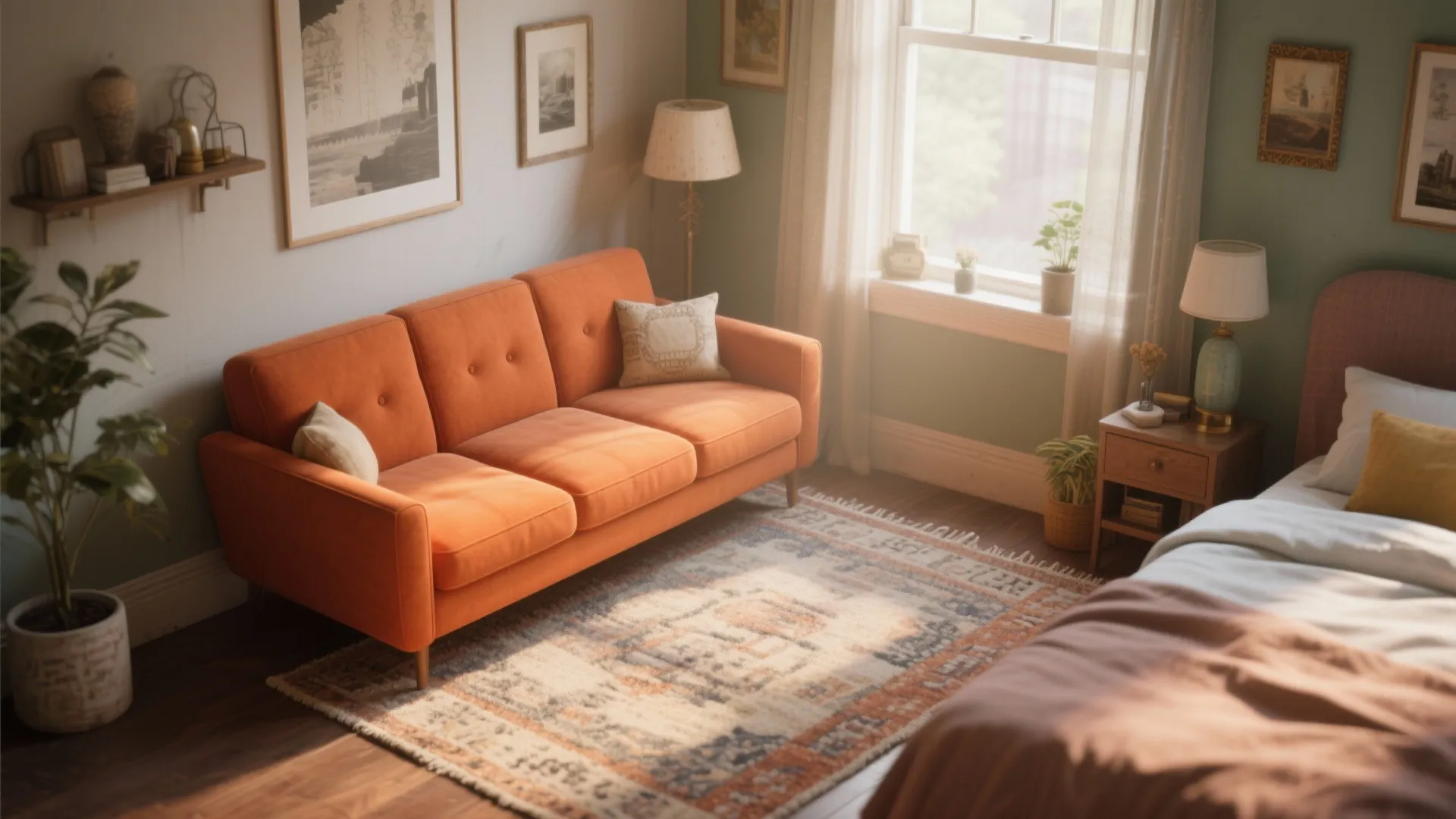 3. The Iconic Orange Couch