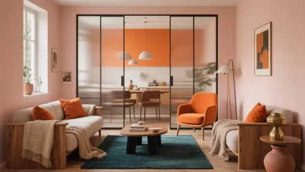 5 ideas: orange colour combination for living room
