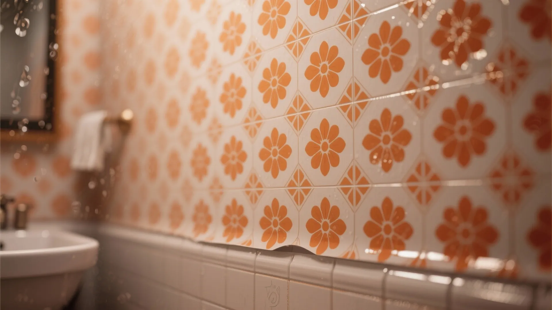 5. Orange Patterned Wallpaper