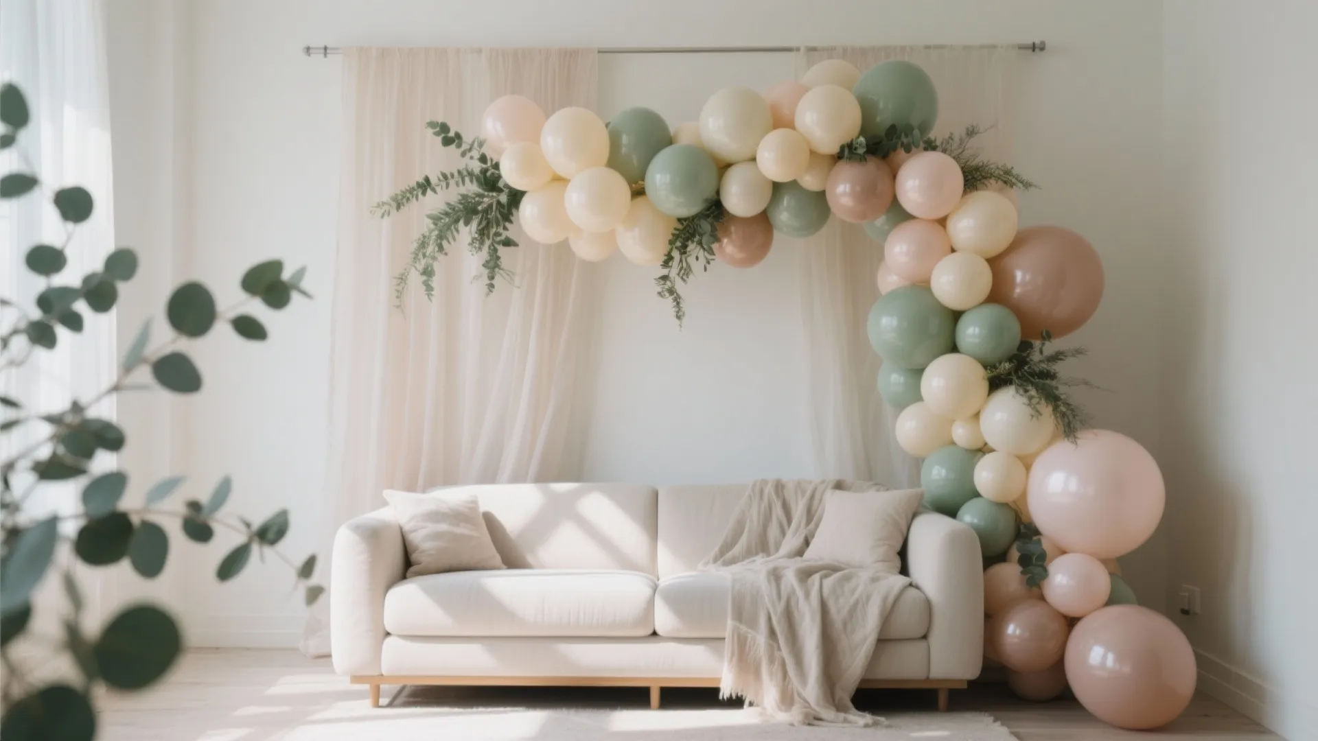 Organic Balloon Garland + Soft Backdrop