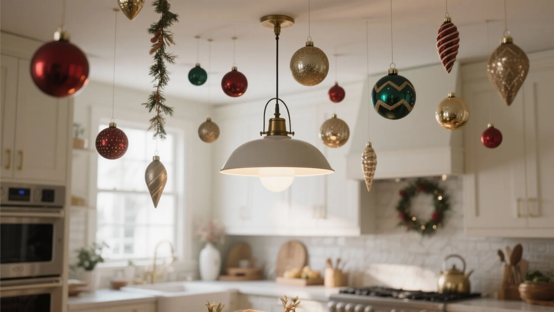 8. Hanging Ornaments from Light Fixtures